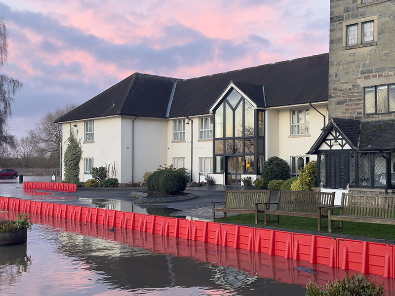 residential building protected from flooding by NOAQ Boxwall flood wall